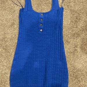 Free People Blue Textured Mini Dress